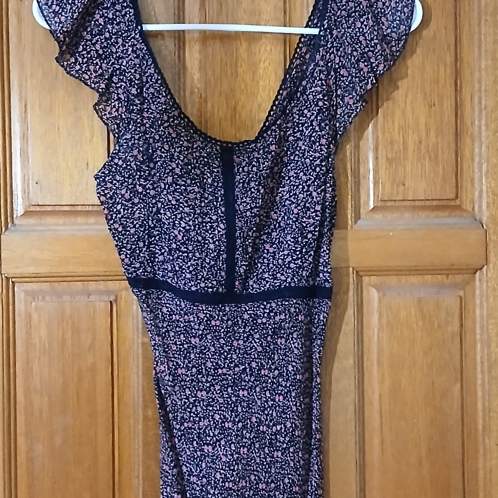 Angie Brand Floral Ruffle Sleeve Dress